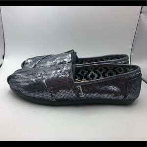 Toms silver sequin womens flats size 5